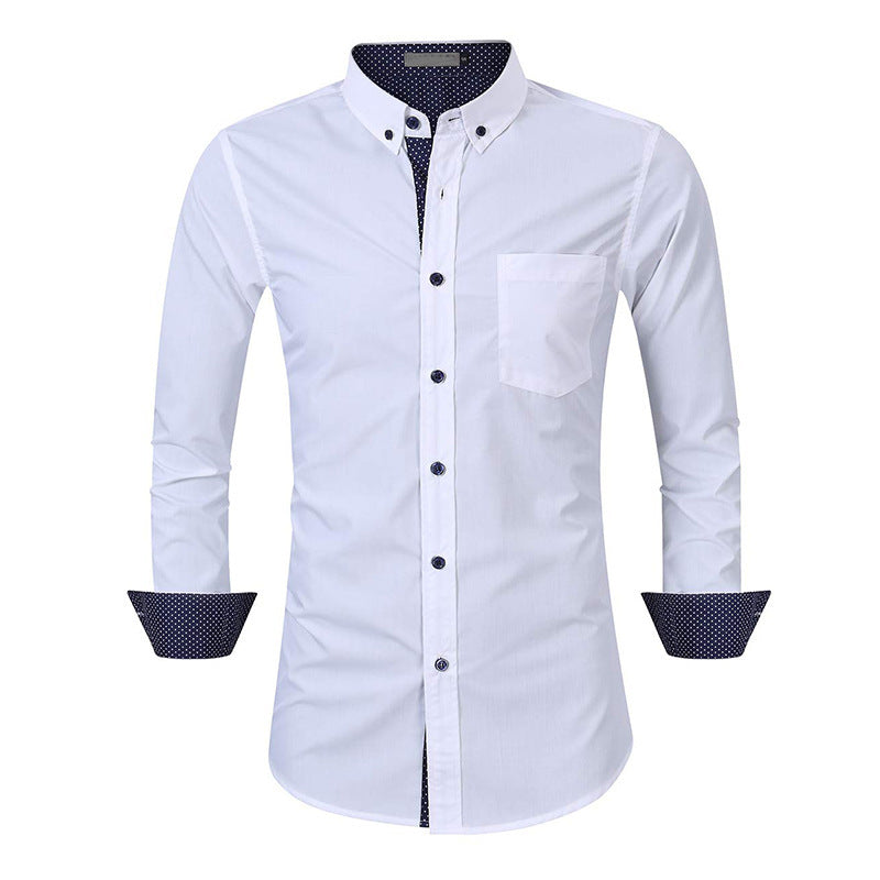 Herren Langarmhemd Modern Slim Fit Kontrast Akzent