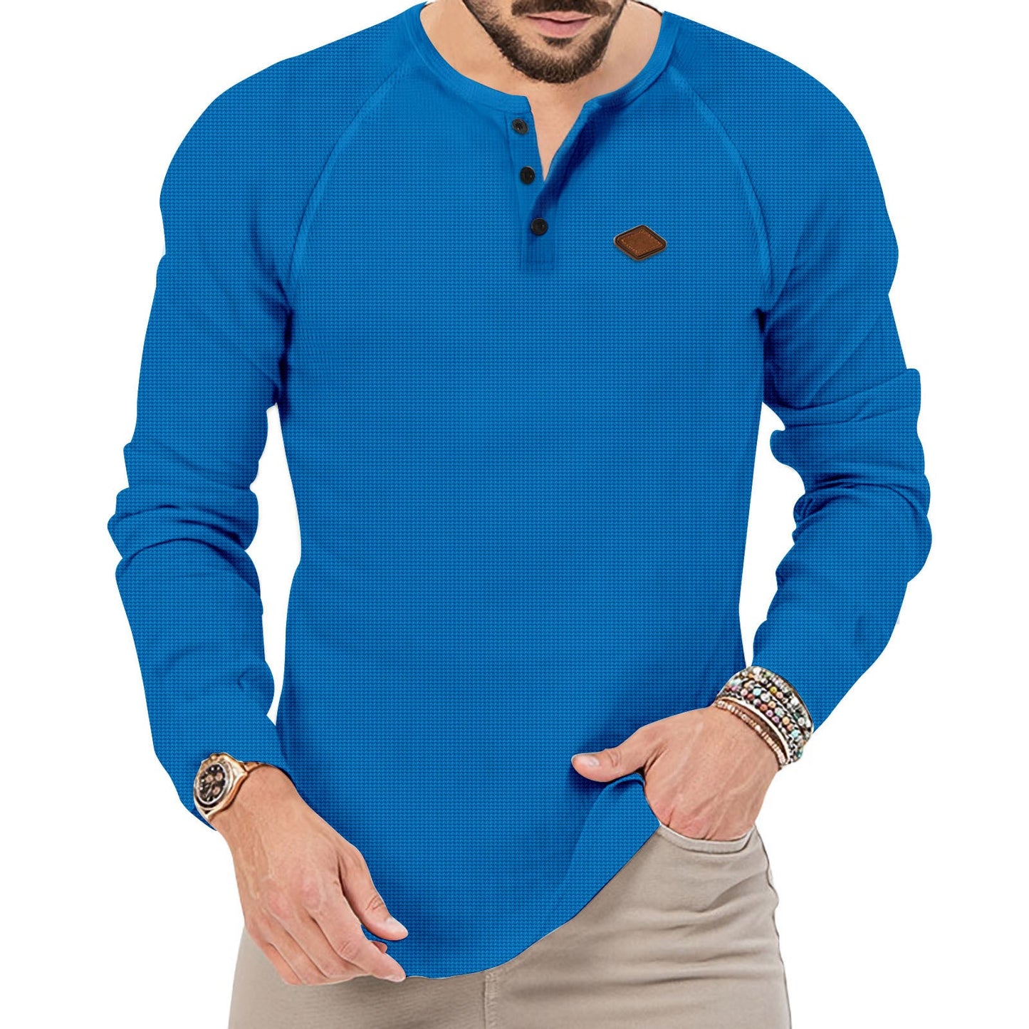Herren Langarmshirt Modern Sportlich Mit Knöpfen - BerlinGlamour