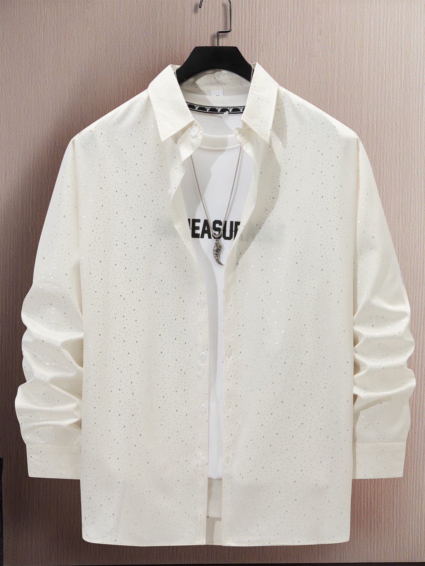 Herren Hemd Langarm Punkte Muster Elegant