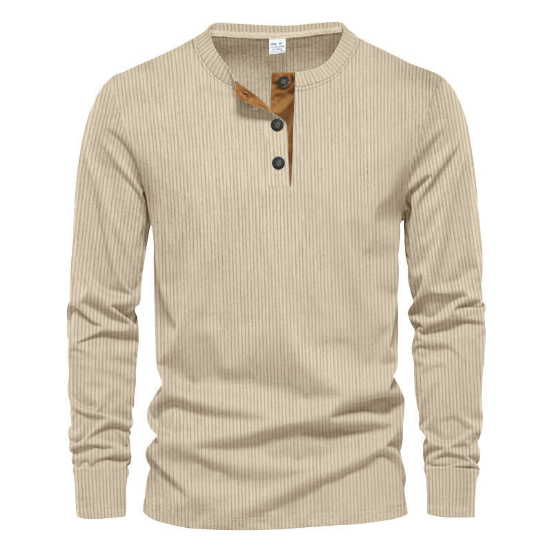 Herren Langarmshirt Strukturiert Modern Mit Knöpfen