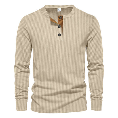 Herren Langarmshirt Strukturiert Modern Mit Knöpfen