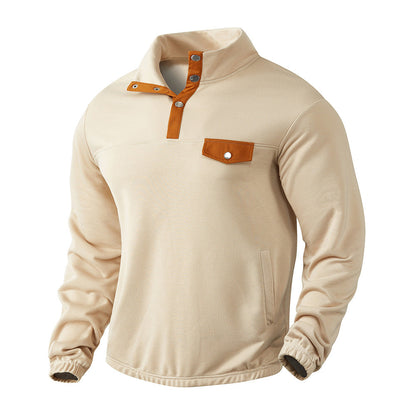 Herren Fleece-Pullover Modern Stehkragen mit Brusttasche