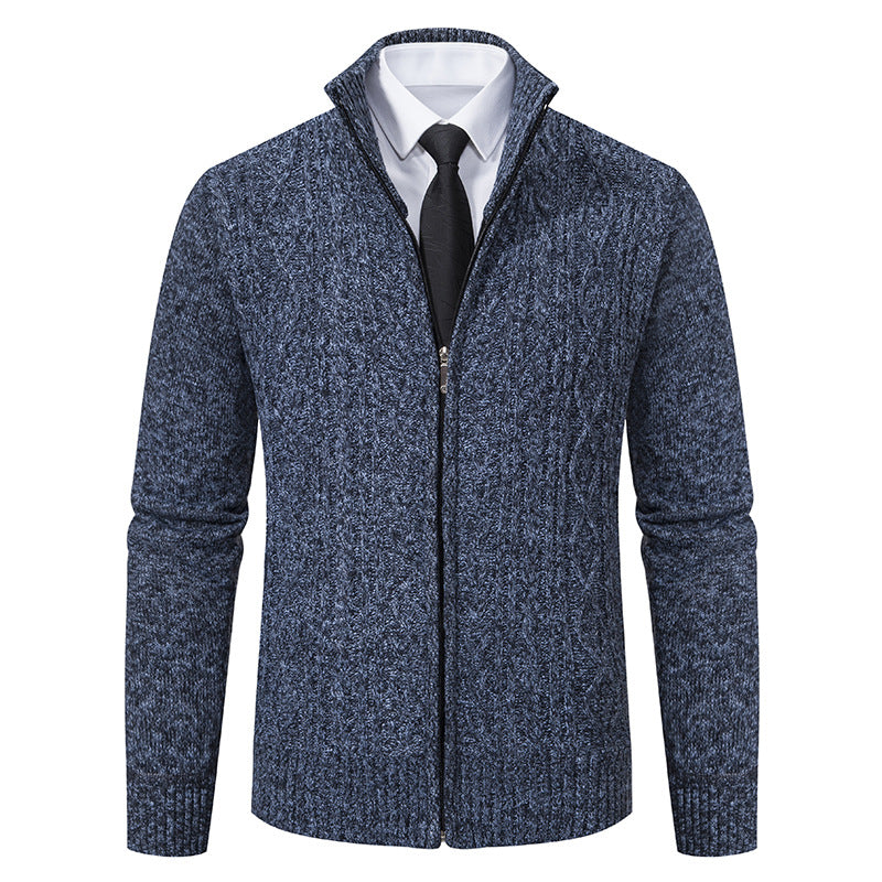 Herren Strickjacke Stehkragen Musterung Modern