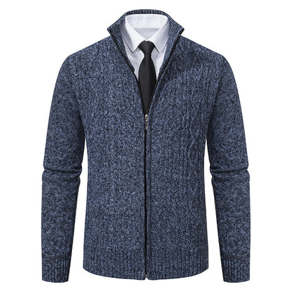 Herren Strickjacke Stehkragen Musterung Modern