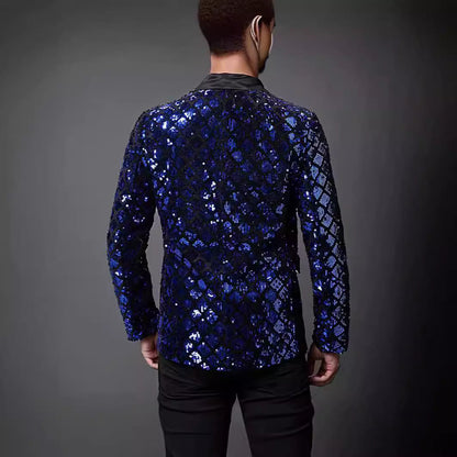 Eleganter Herren Blazer mit Pailletten und Satin-Revers