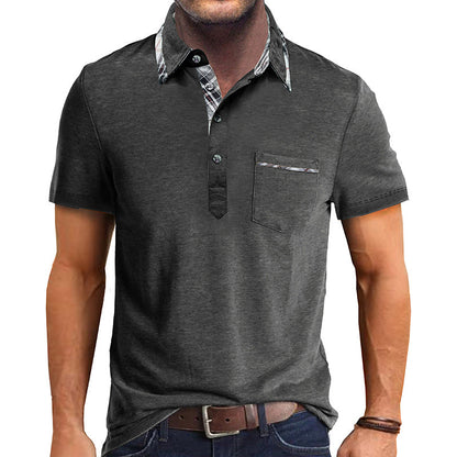 Herren Poloshirt Elegant Modern Kontrast Kragen