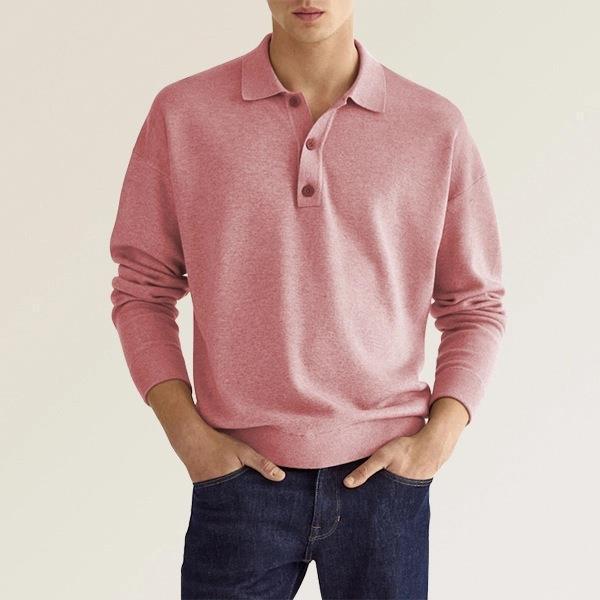 Herren Pullover Weit Schnitt Knopfleiste Modern
