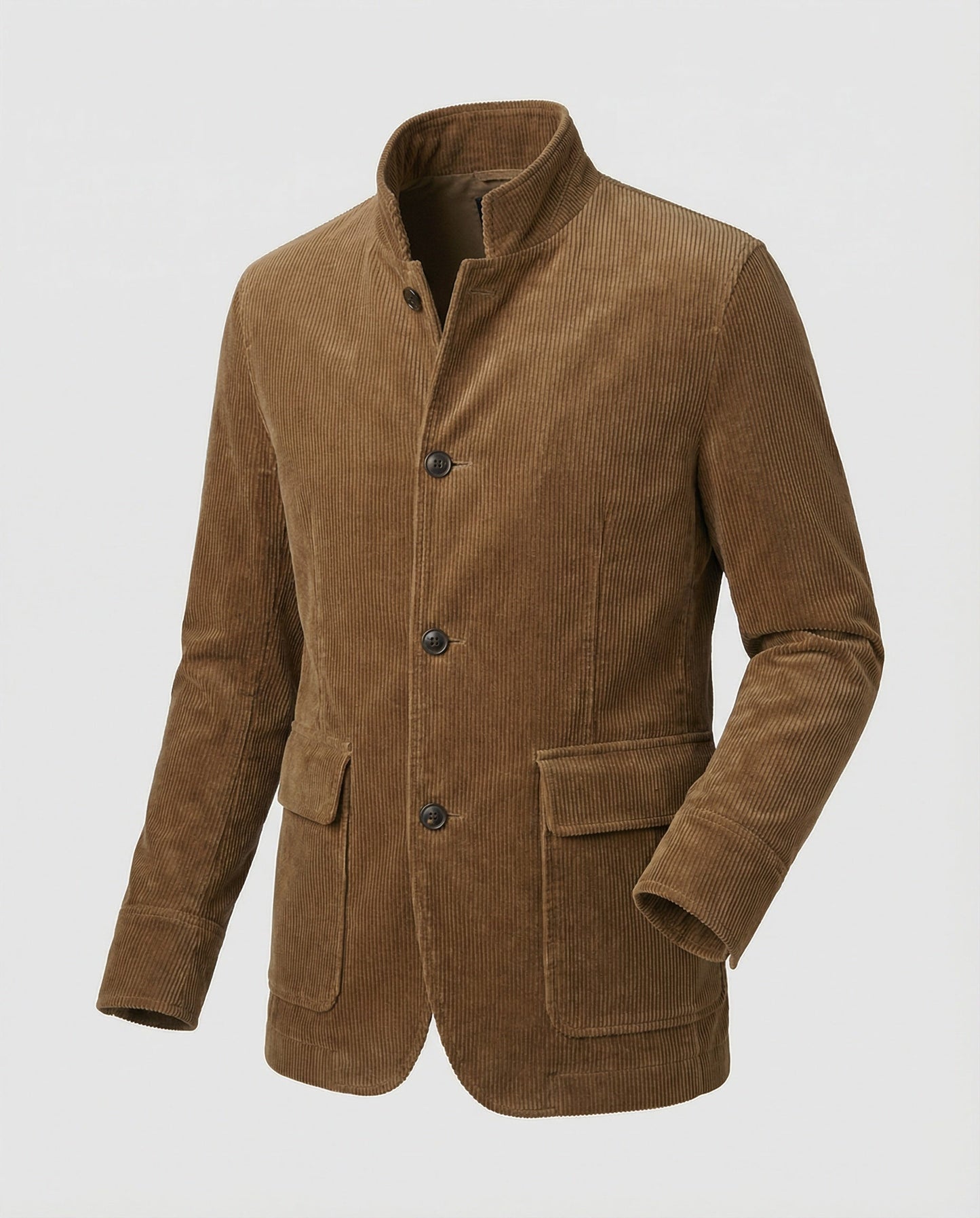 Herren Cordmantel Knöpfe Braun Elegant