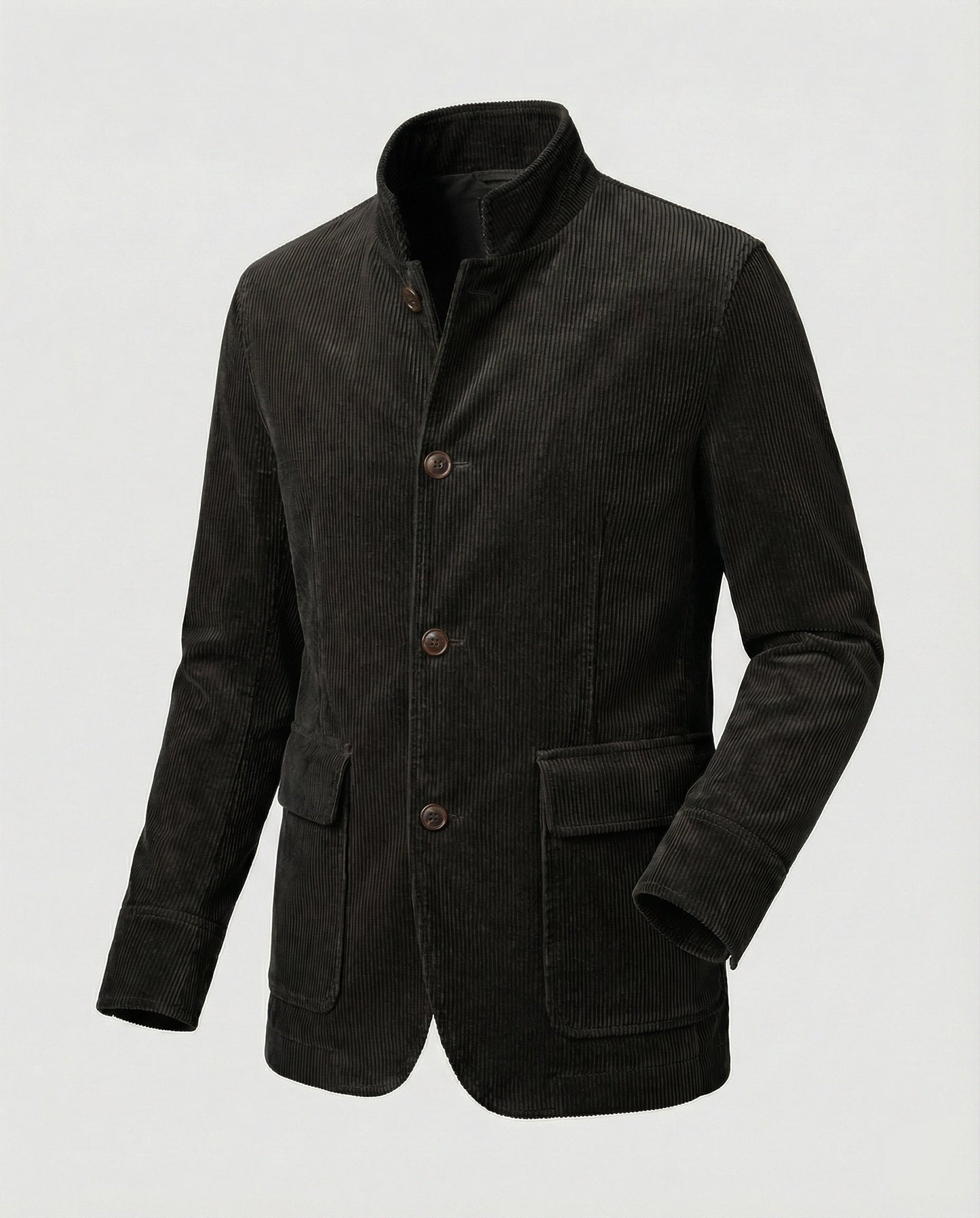 Herren Cordmantel Knöpfe Braun Elegant