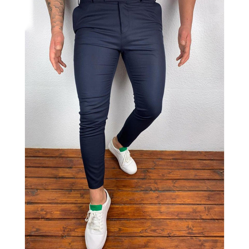 Herren Anzughose Slim Fit Elastisch Mit Taschen Modern