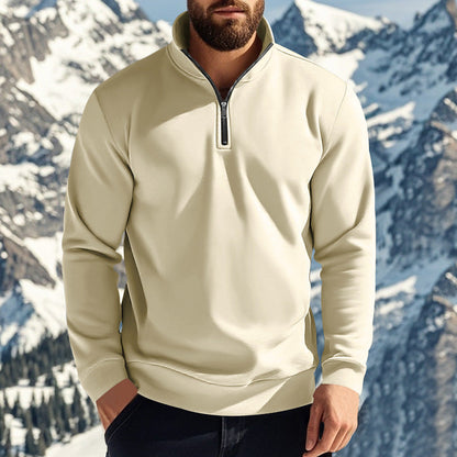 Herren Pullover Stehkragen Halb-Reißverschluss Modern
