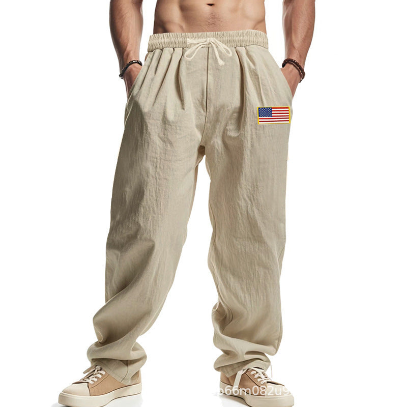 Herren Freizeithose Bequem Elastisch mit Flaggen-Applikation