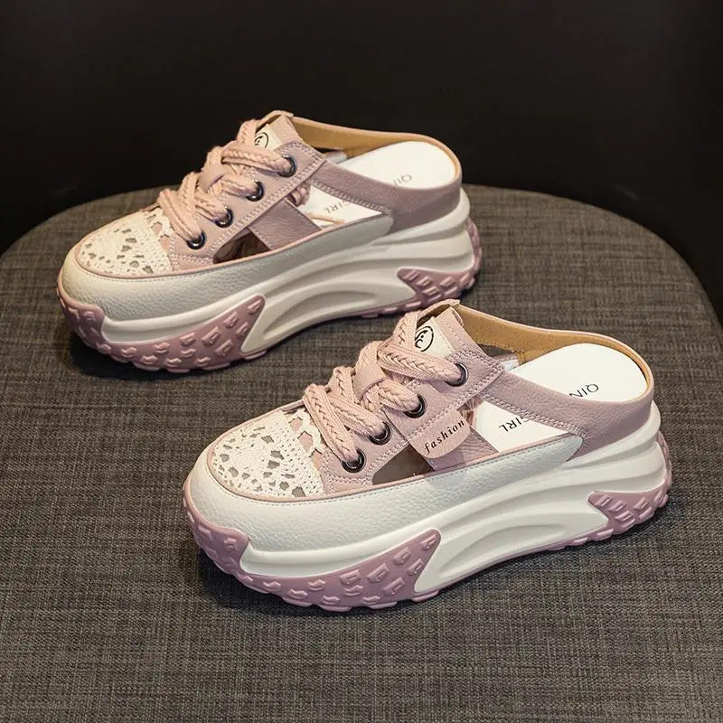 Damen Sneaker Offene Ferse Rutschfest Schuhe Sportlich