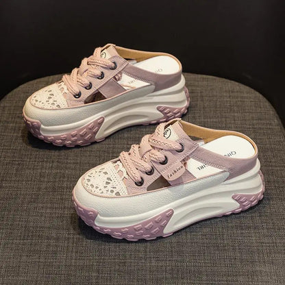 Damen Sneaker Offene Ferse Rutschfest Schuhe Sportlich