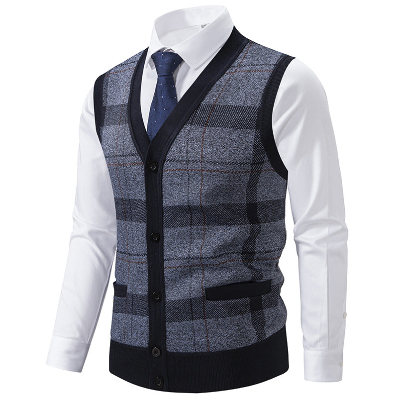 Herren Strickjacke Modern Karomuster Elegante Schale