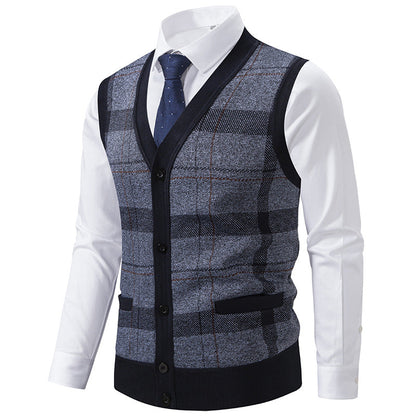 Herren Strickjacke Modern Karomuster Elegante Schale