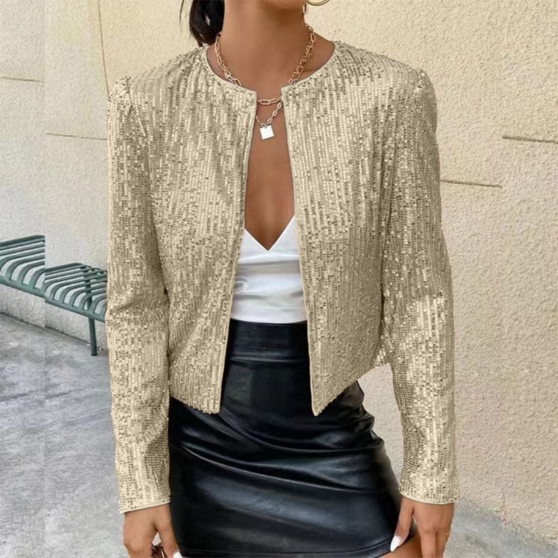 Glitzernde Damen Strickjacke Elegant Frauen