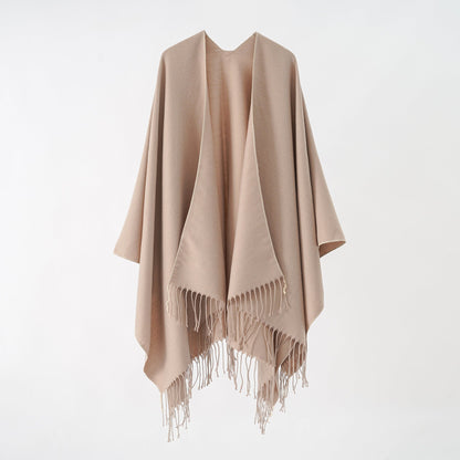 Damen Poncho Weich Fransen Luxus Modern