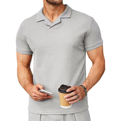 Herren Polo-Shirt Strukturiert Baumwollmix Modern