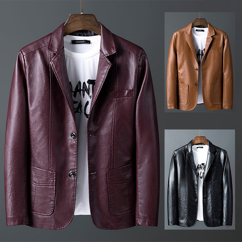 Herren Lederjacke Modern Schnitt Stylisch Schwarz