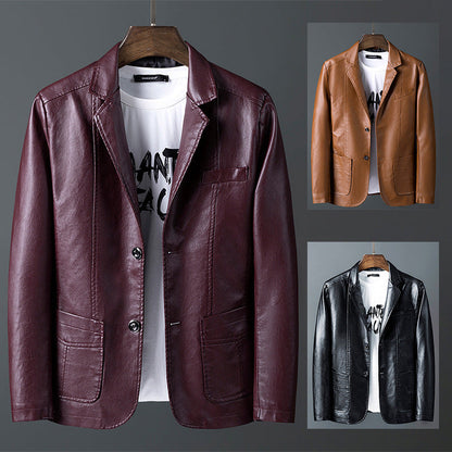 Herren Lederjacke Modern Schnitt Stylisch Schwarz