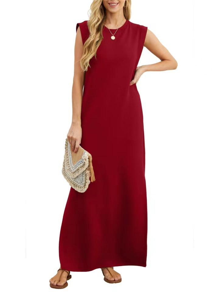 Damen Maxikleid Elegant Lang Ärmig Schlicht