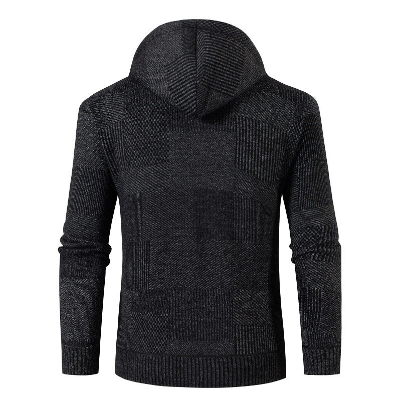Herren Strickjacke Modern Kapuze Lässig Grau
