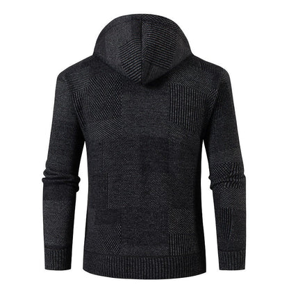 Herren Strickjacke Modern Kapuze Lässig Grau