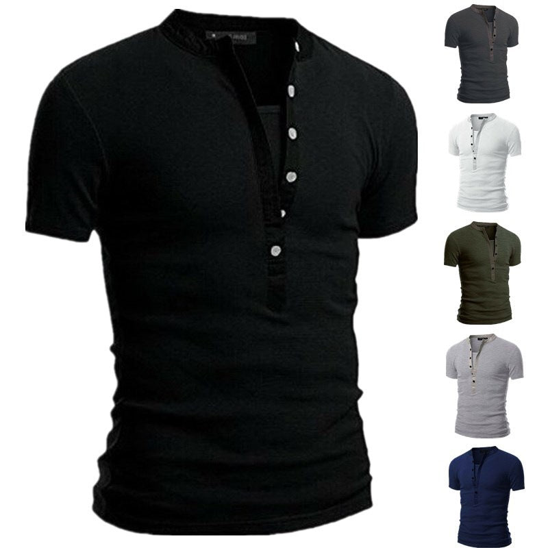 Herren Kurzarmshirt Modern mit Knöpfen und Steppkragen - BerlinGlamour