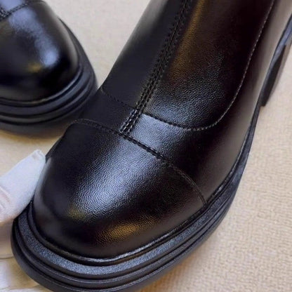 Damen Stiefeletten Hochabsatz Blockabsatz Reißverschluss Schwarz