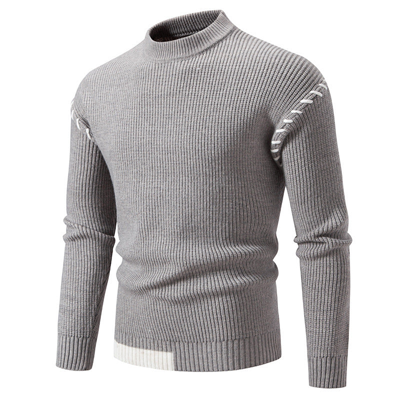 Herren Pullover Strick Modern Hochkragen Zopfmuster Trendy