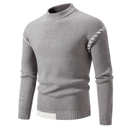 Herren Pullover Strick Modern Hochkragen Zopfmuster Trendy