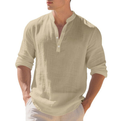 Herren Langarmshirt Atmungsaktiv Baumwolle Knopfverschluss Modern