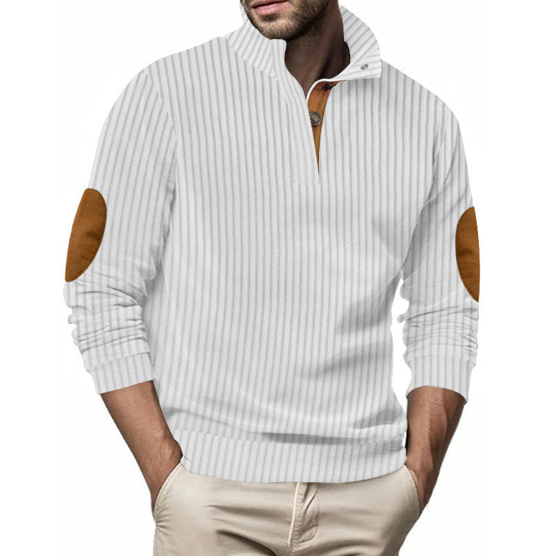 Herren Pullover Strukturiert Kontrast Patches Modern