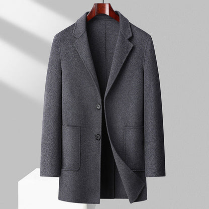 Herren Wollmantel Eleganter Wintermantel mit Taschen