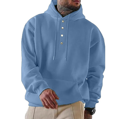 Herren Kapuzenpullover Modern mit Knöpfen und Kordelzug - BerlinGlamour
