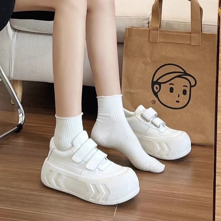 Damen Sneaker Plattform Schuhe mit Klettverschluss Modern