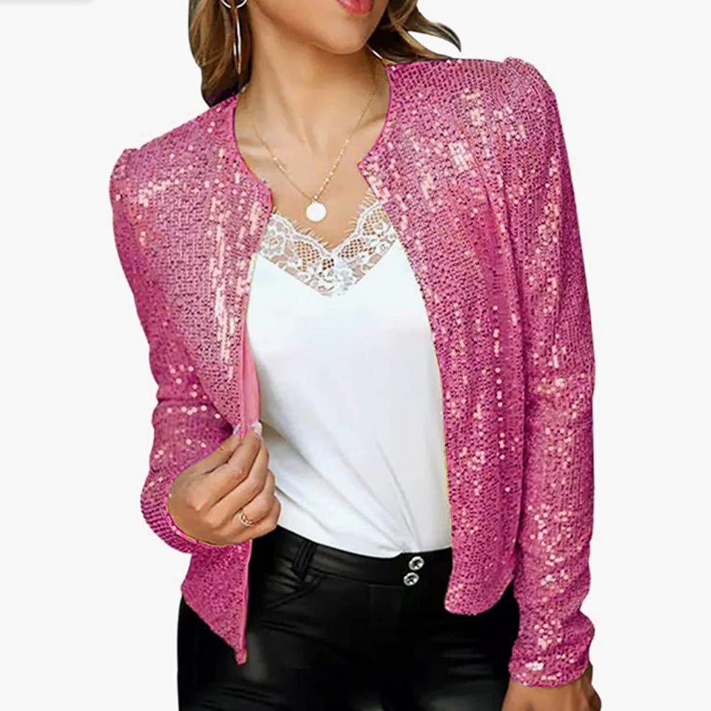 Glitzernde Damen Strickjacke Elegant Frauen