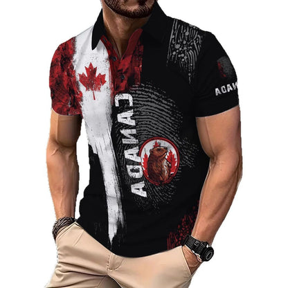 Herren Poloshirt Kanada Motiv Modern Berlin Style