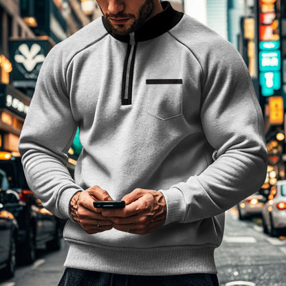 Herren Sweatjacke Stehkragen Reißverschluss Modern Sportlich