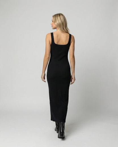 Damen Maxikleid Figurbetont Jersey Trägerkleid Knöchellang