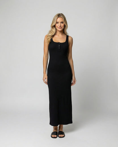 Damen Maxikleid Figurbetont Jersey Trägerkleid Knöchellang - BerlinGlamour