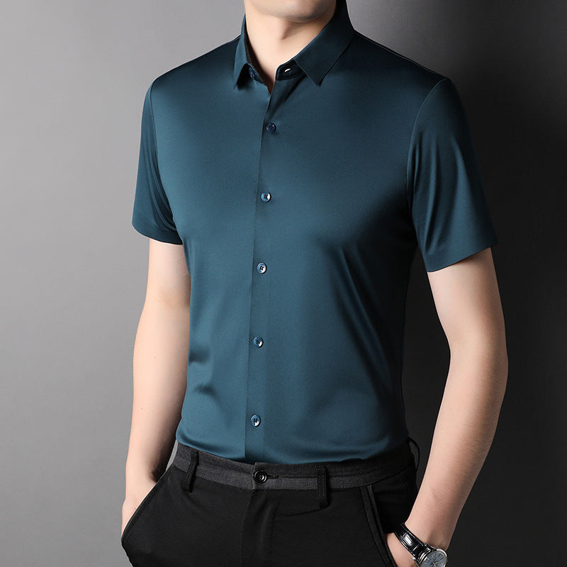 Herren Kurzarmhemd Seidenstoff Elegant Berlin