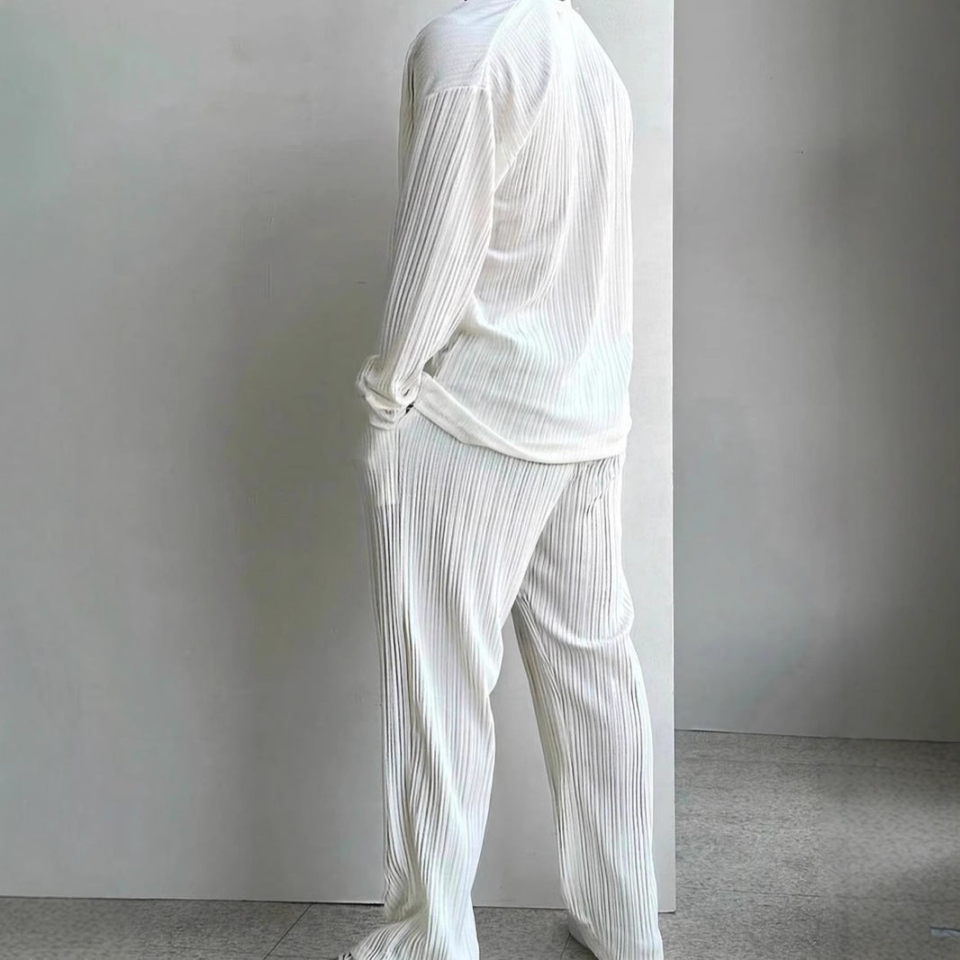 Herren Set aus Streifen Hemd und bequeme Hosen Casual