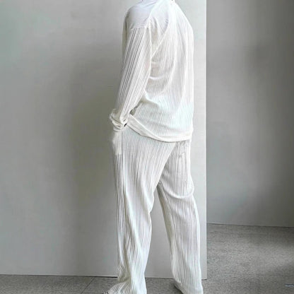 Herren Set aus Streifen Hemd und bequeme Hosen Casual