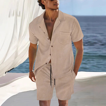 Herren Kurzarmhemd Sommerleicht mit passenden Shorts - BerlinGlamour