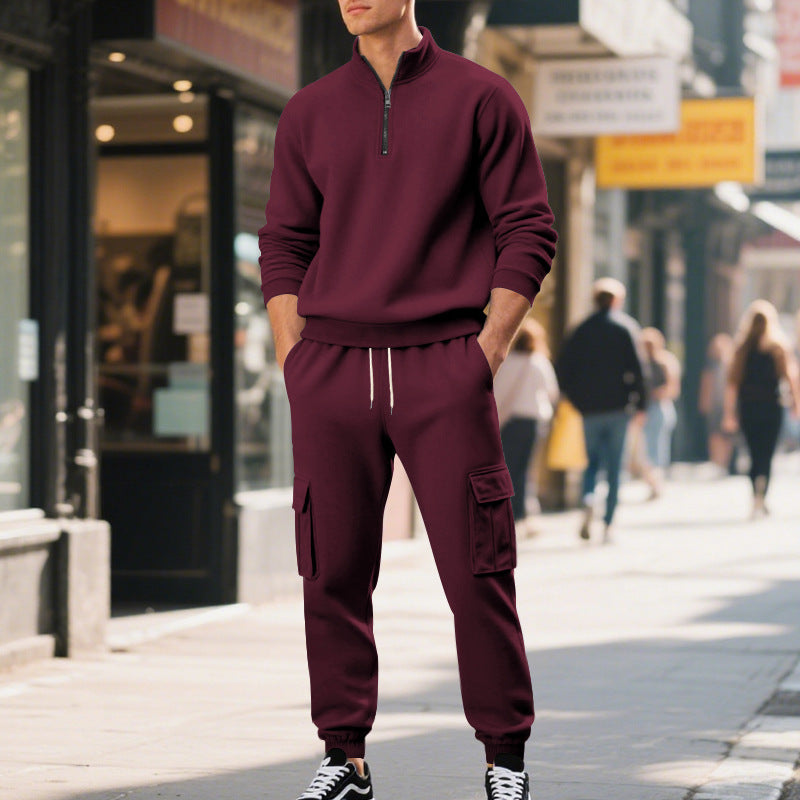 Herren Sweatshirt Set mit Cargo-Hose Grau Sportlich