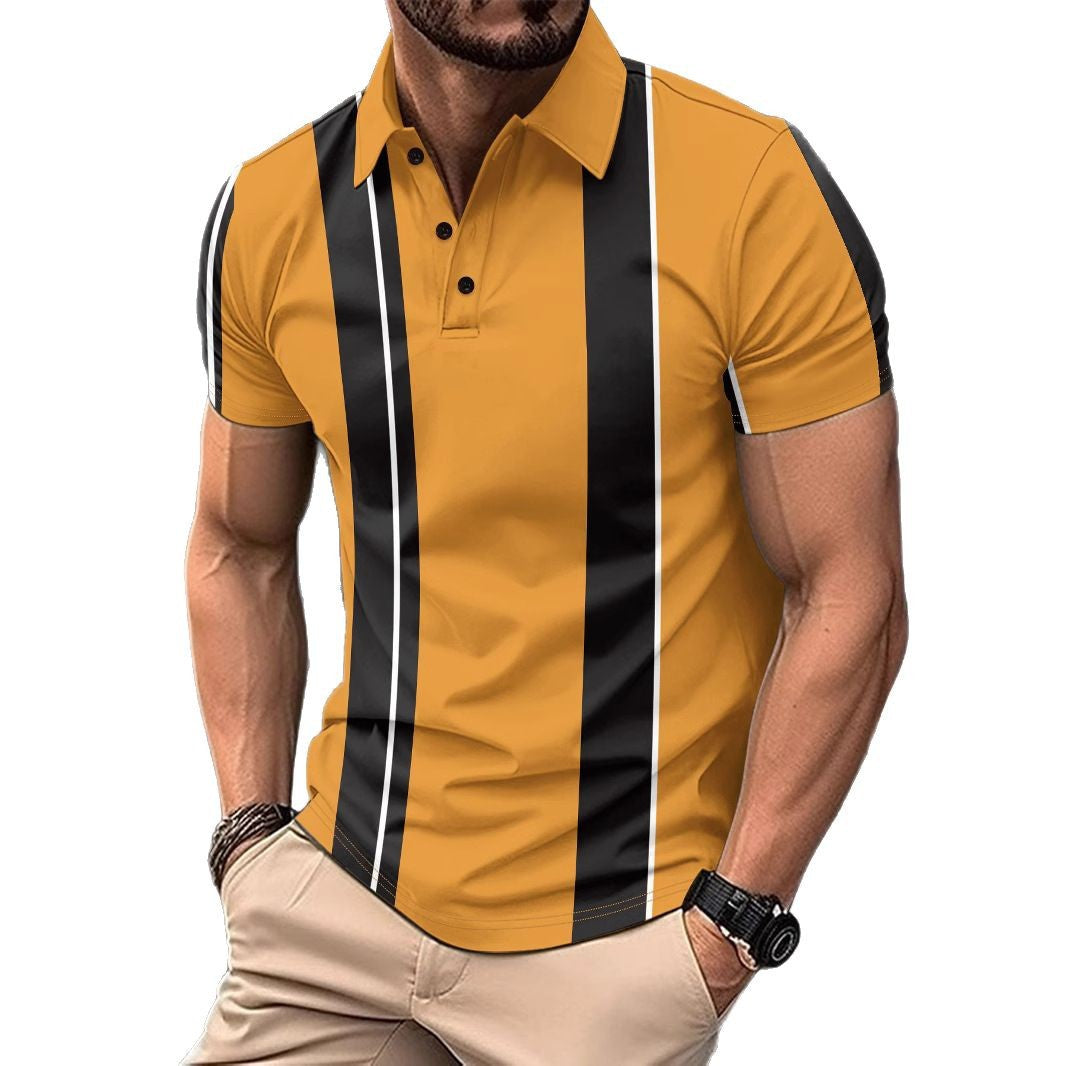 Herren Polo-Shirt Streifenmuster Modern Slim Fit