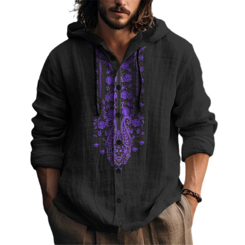 Herren Kapuzenpullover Modern mit Blumenstickerei