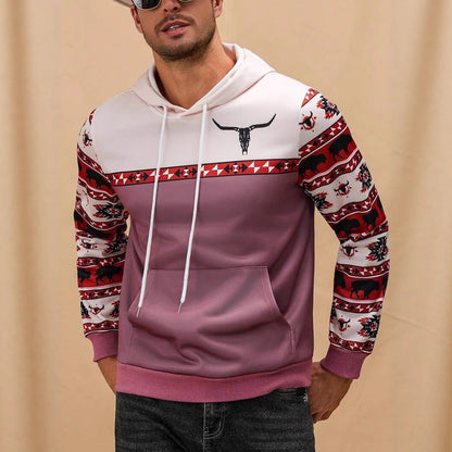 Herren Kapuzenpullover Modernes Tribal Muster Grau - BerlinGlamour